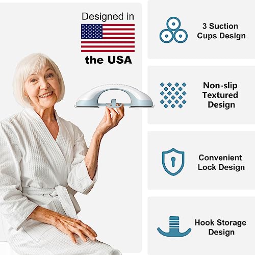 𝐔𝐩𝐠𝐫𝐚𝐝𝐞𝐝 3 Suction Cup Grab Bars for Shower, ASLUCO Shower Handles for
