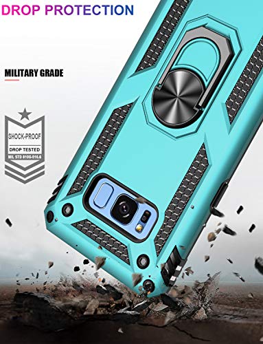 Lumarke JUNS-GALAXY S8-GREEN TEAL For Galaxy S8 Case,Military Grade 16Ft. Drop Tested Cover With Magnetic Ring Kickstand Compatible With Car Mount Holder,Protective Phone Case For Samsung Galaxy S8 Teal thumb #3