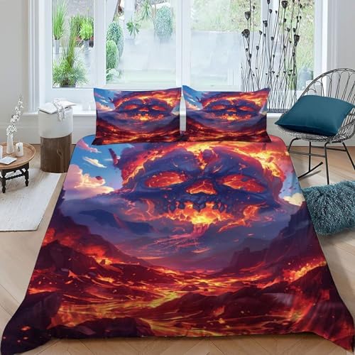 Housse de couette crâne gothique 3 pièces imprimé lave - 2