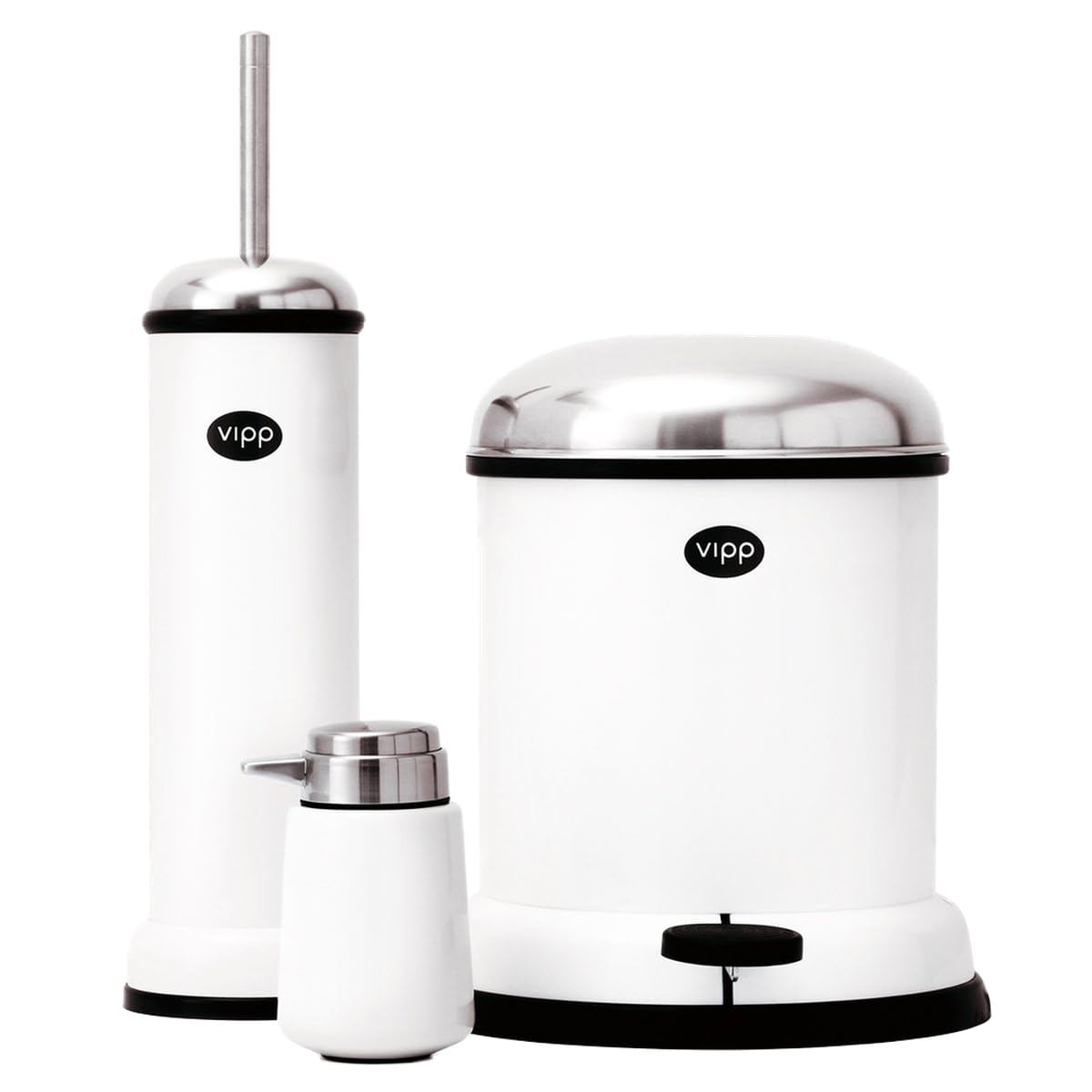 Vipp Brosse WC en Caoutchouc et Acier Inoxydable Blanc 12 cm