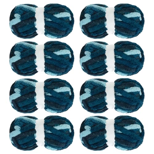 Image of MABOZOO Tie Dye Chunky Yarn for Crocheting & Knitting, 8 Pack - Soft Plush Dark Blue Fluffy Jumbo Chenille Yarn,Giant Thick Fuzzy Bulky(29 yds, 8 oz Each Skein)