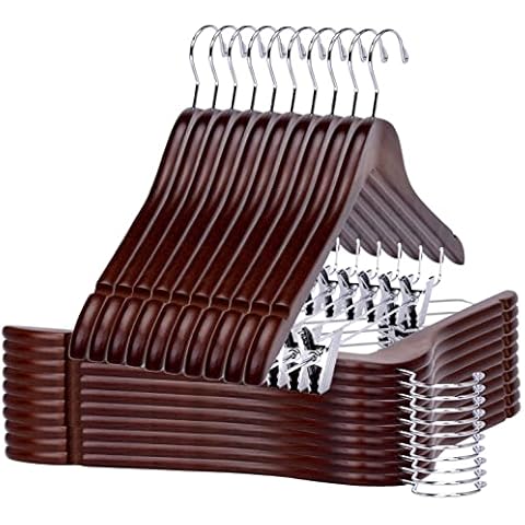 Hochwertige Kleiderbügel aus Holz mit Clips Cover
