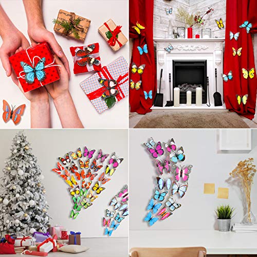 Kleurrijke 3D Vlinder Muursticker 72Pcs,3D Vlinder Muurstickers Set,PVC Simulatie Vlinder,Zelfklevend DIY-Art Decor… - Afbeelding 8