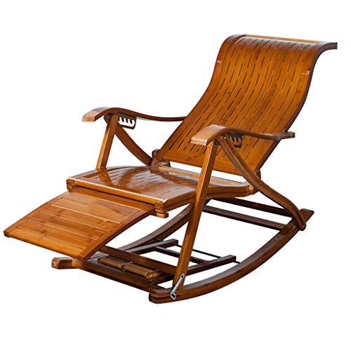 LPGY Klappbarer Schaukelstuhl, Natürliche Bambusliege mit Massage-Fußstütze Schwerelosigkeit Verstellbarer S-förmiger Rücken für Erwachsene, Alte Menschen Cover