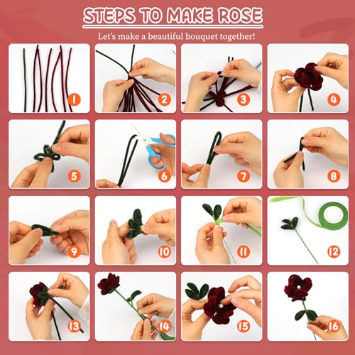 Image of Mnuizu 200Pcs Pipe Cleaners Bulk Craft Supplies Chenille Stems Pipe Cleaner | Pipecleaners Crafts Supplies for Flower Making, DIY Art Crafts, Festival Decorations, Wine Red