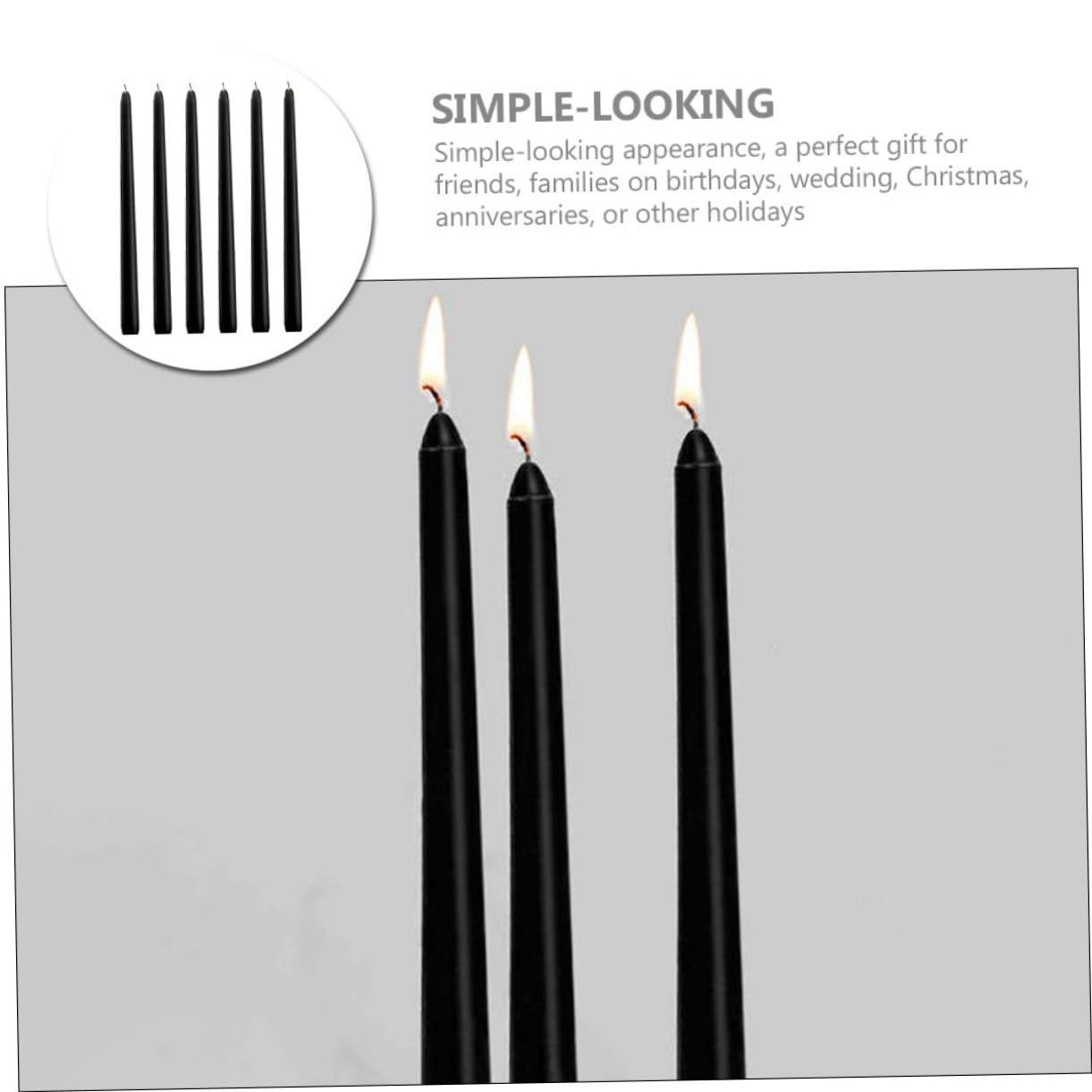 Cabilock Set Di 6 Candele Coniche Alte 25 Cm in Paraffina Nera Decorazione Per La Tavola Ideali Per Matrimoni Feste E Per Creare Latmosfera Giusta Per La Casa.