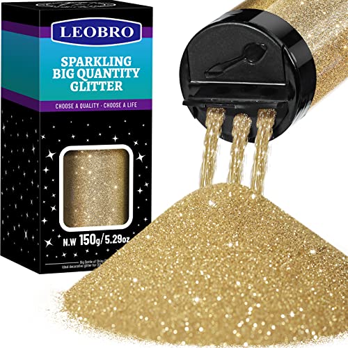 LEOBRO Champagne Gold Glitter 150g/5.29oz Gold Fine Glitter for Resin Crafts Christmas Decor Tumbler DIY Crafts