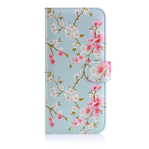 32nd Floral Series - Design PU Leather Book Wallet Case Cover for Samsung Galaxy S9, Designer Flower Pattern Wallet Style Flip Case With Card Slots - Spring Blue