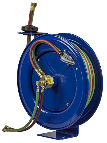 Coxreels Industrial Welding Reel With Oxygen-Acetylene Dual Hose, Model# Shw-N-150, 1/4" Hose Id,Blue, 50' Length #TOP7