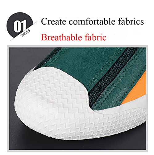 Men's Leather Slip-On Zip-On Sneakers?Comfortable and Breathable Walking Leather Flats?Fashionable All-Match Casual Shoes.3