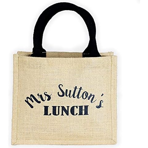 Stickerscape Personalised Lunch Bag | Personalised Gift for Teacher's | Hand Finished and Made in The UK (Black Bag - Black Text) Cover