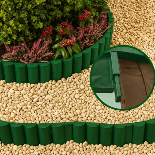 Image of Woven Garden Border Fence Pillar Design (10 Pcs) Bamboo - Interlocking Edging Panels | Flexible Weave Fence for Flower Beds, Lawns & Pathways