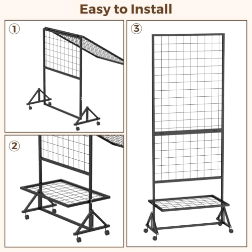 DEMEGA 2 Packs Grid Wall Panels, Display Rack on Wheels, for Retail Shop by DEMEGA - Image 4