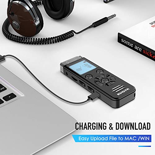 EVISTR V508 Digital Voice Recorder for Lectures Meetings - Portable Recording Devices with Playback, Line-in, Password, USB Rechargeable