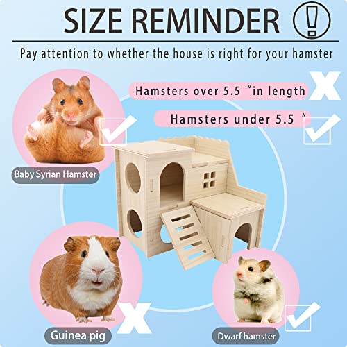 Kcrygogo Tiny Hamster Maze Wood House Fun Slide House Double-Decker Hut For Dwarf Gerbil Mouse Mice Rat Small Animals thumb #2