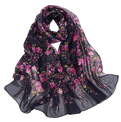 Women's Chiffon Scarf Lightweight Scarves Fashion Floral Print Scarfs Shawl for Ladies and Girls