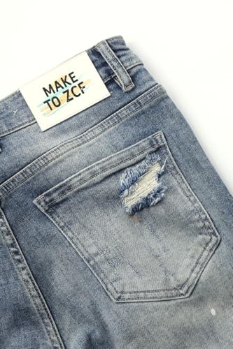 Men's Fashion Skinny Elastic Small Leg Jeans with Ripped and Pockets for Daily Travel Distressed Jeans3