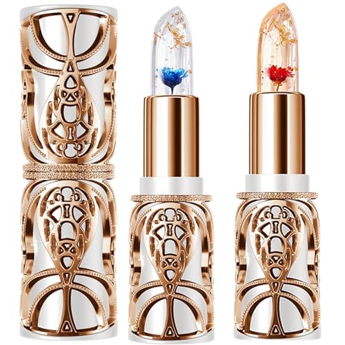 Color Changing Lipstick, 2Pcs Korean Lip Balm, Clear Lipstick with Flower Inside, Moisturizing Jelly Lipstick, Color Changing Lip Balm,Beauty Gift Set for Women Girls(Rose & Blue Enchantress) Color Changing Lipstick, 2Pcs Korean Lip Balm, Clear Lipstick with Flower Inside, Moisturizing Jelly Lipstick, Color Changing Lip Balm,Beauty Gift Set for Women Girls(Rose & Blue Enchantress)