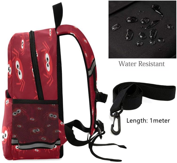 QUGRL Red Spiders Halloween Toddler Backpack for Boys Girls Kids School Backpack with Chest Strap Leash Preschool Schoolbag Nursery Kindergarten Bag for Daycare Travel Hiking School