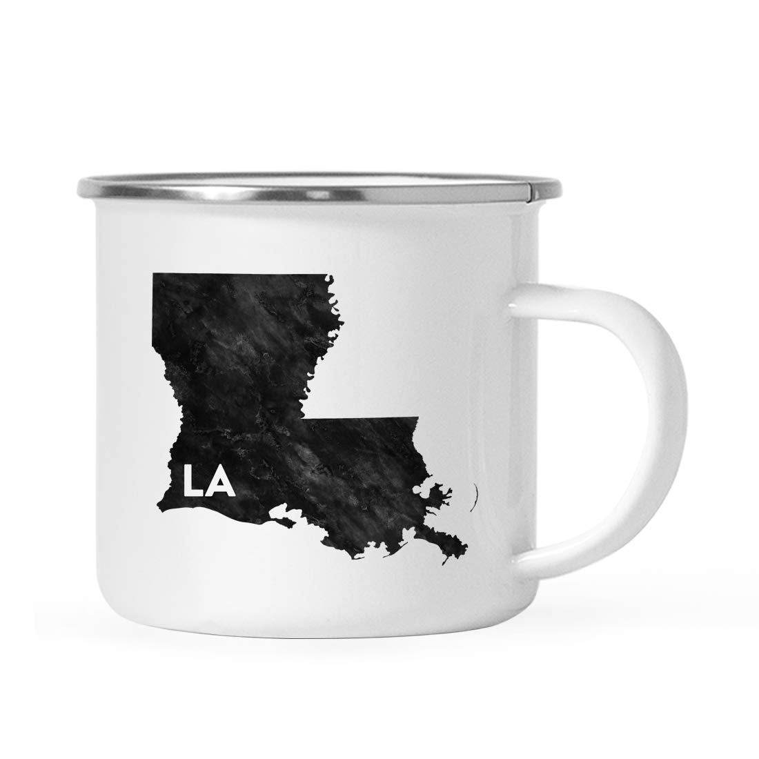 Andaz Press 11oz. US State Stainless Steel Campfire Coffee Mug Gift, Modern Black Grunge Abbreviation, Louisiana, 1-Pack, Metal Enamel Camping Camp Cup for Him Her Christmas Hostess Long Distance