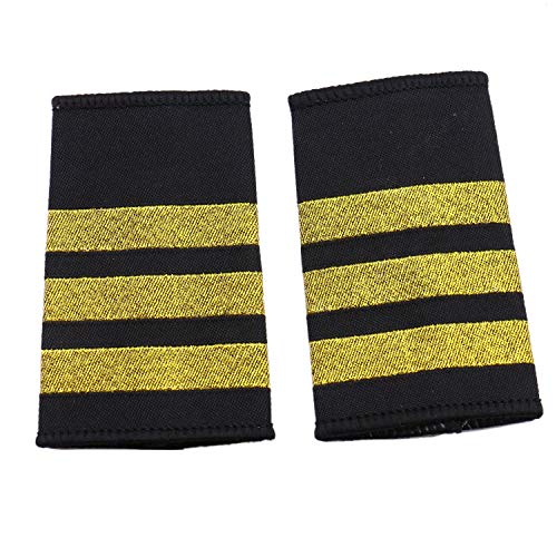 JETEHO 1 Pair Professional Pilot Uniform Epaulets - Three Bars