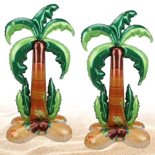 Palm Tree Balloon Inflatable Palm Tree Decor Blow Up Palm Tree for Tropical Party Two Large 59 x 31 Inches Palm Tree Balloons Durable Foil Material for Indoor Outdoor Use