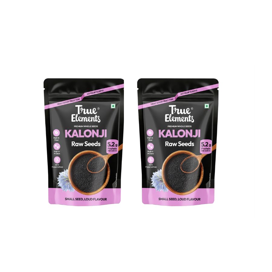 Image of True Elements Kalonji Raw Seeds, 200gm (100gm Pack of 2), High in Fiber, High in Protein, Zero Preservatives
