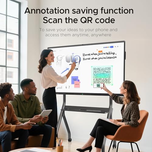 Image of 85'' 4K UHD Interactive Touchscreen Smart Board, Android 14 Wireless Digital Whiteboard with Open App Ecosystem, Wall-Mounted Smartboard for Classroom Home Office Studio