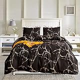 Wellboo Black Marble Duvet Cover Queen Black and Gold Yellow Bedding Cover Full Women Girls Orange...