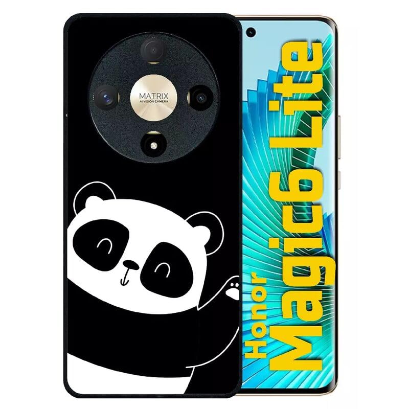 Générique Coque pour Honor Magic 6 Lite - Hello Panda - Silicone - Noir