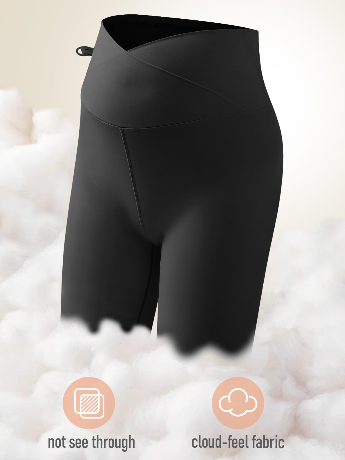 Pantaloncini Premaman,Regolabile Leggings Corti da maternità da Donna,Estivi Pantacollant Gravidanza sopra la Pancia Nero L