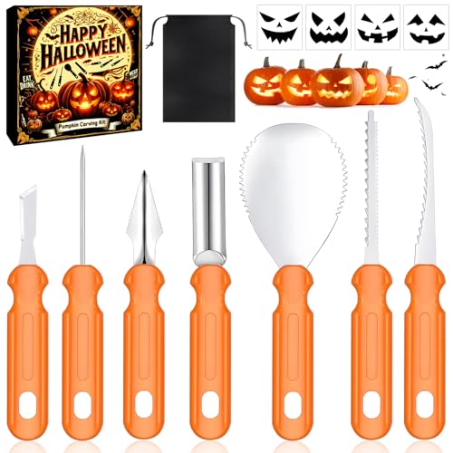 Halloween Kürbis Schnitzset, Kürbisschnitz Set Kinder, 7 Stück...