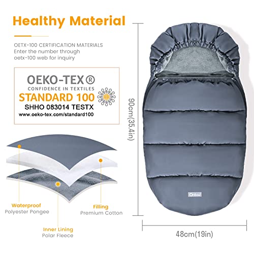 Image of Orzbow Universal Stroller Footmuff, Winter Baby Bunting Bag, Weather-Proof | Warm Cozy Down Alternative, Soft Machine Washable Blanket Cover with Adjustable Buckles, Fits Most Strollers, Baby Essentials