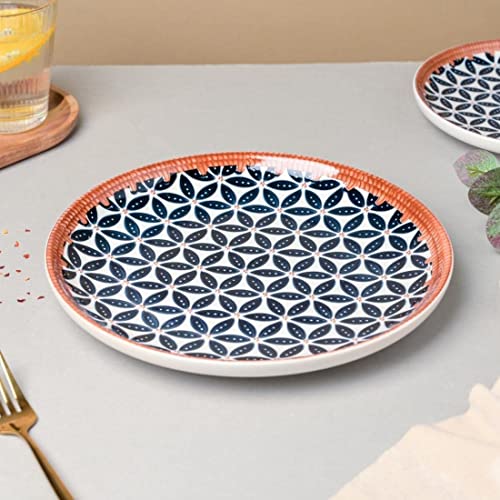 Image of YELONA Ceramic Plate Set of 2 | 8-Inch Honeycomb Design Porcelain Dinner Plates | Floral Petal Pattern | Microwave & Dishwasher Safe | 20 CM | Lead-Free Tableware