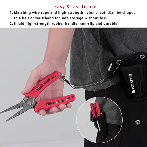 Vucatime Fishing Pliers - Stainless Steel Split Ring Pliers For Saltwater Fishing Gear With Hook Remover - Great Fishing Gift For Men. #TOP4