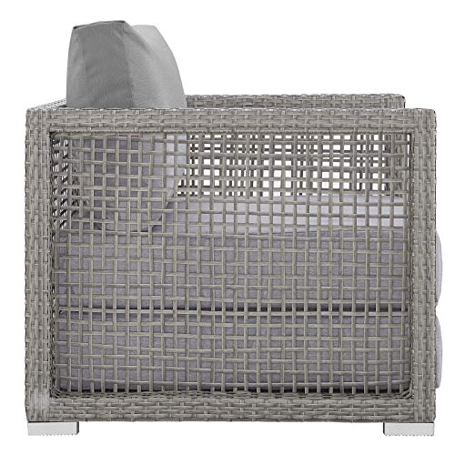 Modway Aura Outdoor Patio Wicker Rattan Side Table And Two Armchairs In Gray Gray #TOP2
