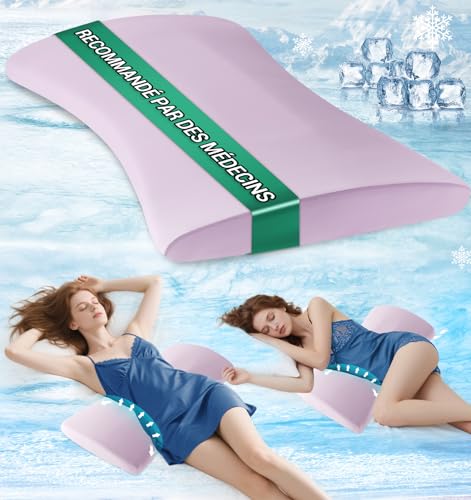 Hypuno Coussin lombaire orthopédique - Soutien lombaire ergonomique en mousse à mémoire de forme pour lit et canapé - Soulagement du bas du dos - Housse rafraîchissante amovible et lavable