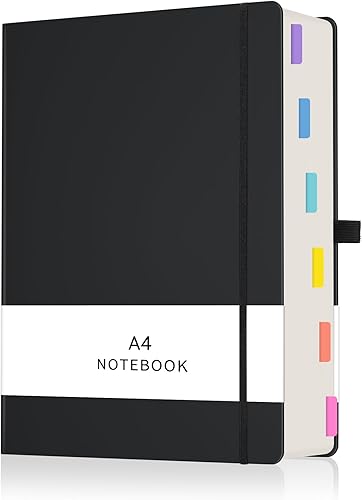 EUSOAR Diario de piel sintética, 360 páginas, tamaño A4, tamaño grande de 8.5 x 11 pulgadas de grosor, cuaderno rayado universitario, papel de