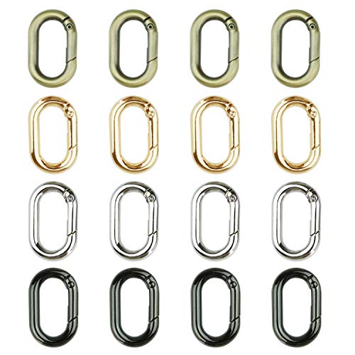 16 Pcs Metal Spring Key Ring,Spring Snap Hooks Clip Metal Ring Spring Key Ring Snap Hook Buckle Clip for Bags Purses,4 Colors