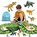 Produktbild Zwini 153 Dinosarier Spielzeug Auto Rennenbahn Jurassische Welt mit8 Dinosauriern, 1 Militärfahrzeug, 4 Bäumen, 4 Brücken Kleinkindspielzeug für 3 4 5 6-jährige Kinder
