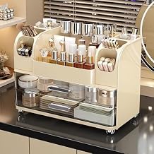 Makeup Organizer with Drawers for Vanity,Bathroom Countertop Organizer with Brushes Holder,Skincare Storage Organizer,Perfect Cosmetic Display Case for Skincare,Lipstick and Beauty Essential Cream