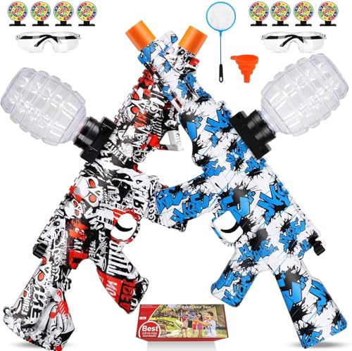 UTIJFOY Lot de 2 Jouets Blaster à Billes en Gel, Double modèle Splatter Blaster pour activités de Plein air, Jeu d'équipe, Noël, Halloween, Nouvel an,...