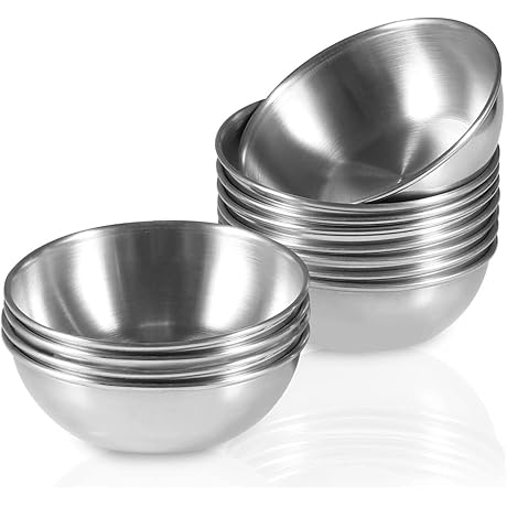 12 Pack 3.5" Stainless Steel Dish for Seasoning and Sauce Prepping