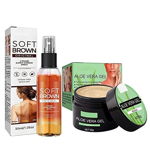 Ljusbrun garvningsspray, kroppsbronzer självbrun olja, garvningssmör, bra för garvningsbäddar och utomhus solskydd (garvning spray + aloe vera gel)