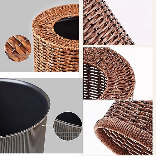Cesta de basura de mimbre ovalada que evita manchas con forro impermeable 3