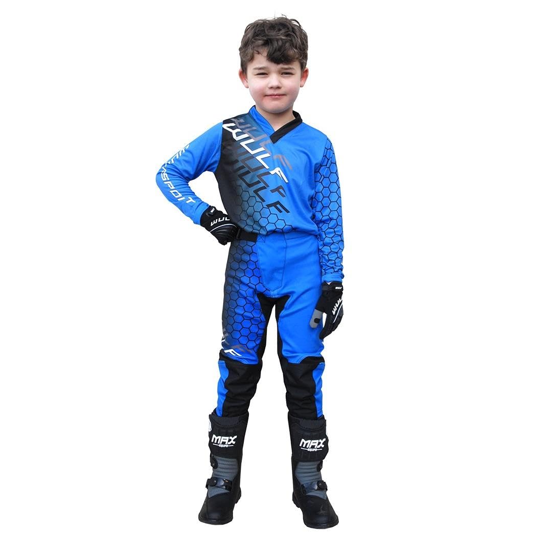 Wulf sport 2024 Junior Off Road Mx Clothing Pantalon de moto pour enfants pour quad, enduro, kart, trial, VTT, BMX, Dirt Bike Cub - Pantalon de course Wulf