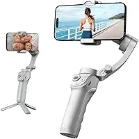 Estabilizador Para Celular Gimbal 3 Eixos com Tripé Com App Luz Integrada Estabilizador Câmera 360 Compatível Com iPhone Android Ios