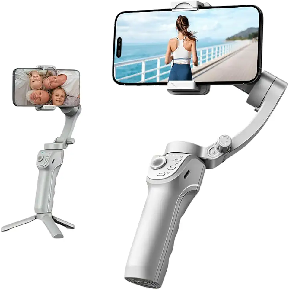 Estabilizador Para Celular Gimbal 3 Eixos com Tripé Com App Luz Integrada Estabilizador Câmera 360 Compatível Com iPhone Android Ios