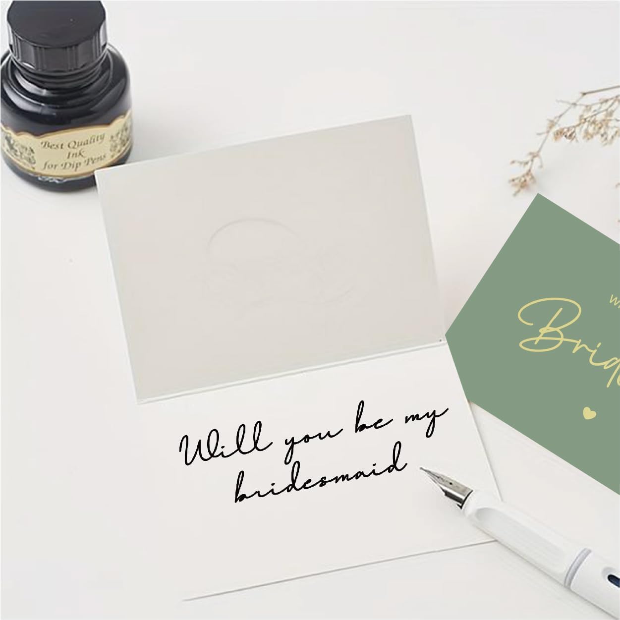 PartyGifts&beyond Will You Be My Bridesmaid Card Set of 10 Bridesmaid Proposal Card,8 Bridesmaid Cards 1 Maid of Honor Card 1 Matron of Honor Card with 10 Envelopes(Sage Green)