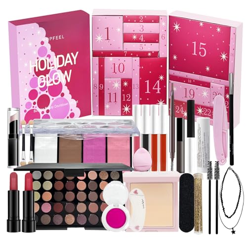 Makeup Holiday Gifts Glow Makeup Advent Calendar 2024, 24 Days Countdown To Girls Christmas Gifts, Cosmetic Surprises For Women Teens Gift Set Full Kit